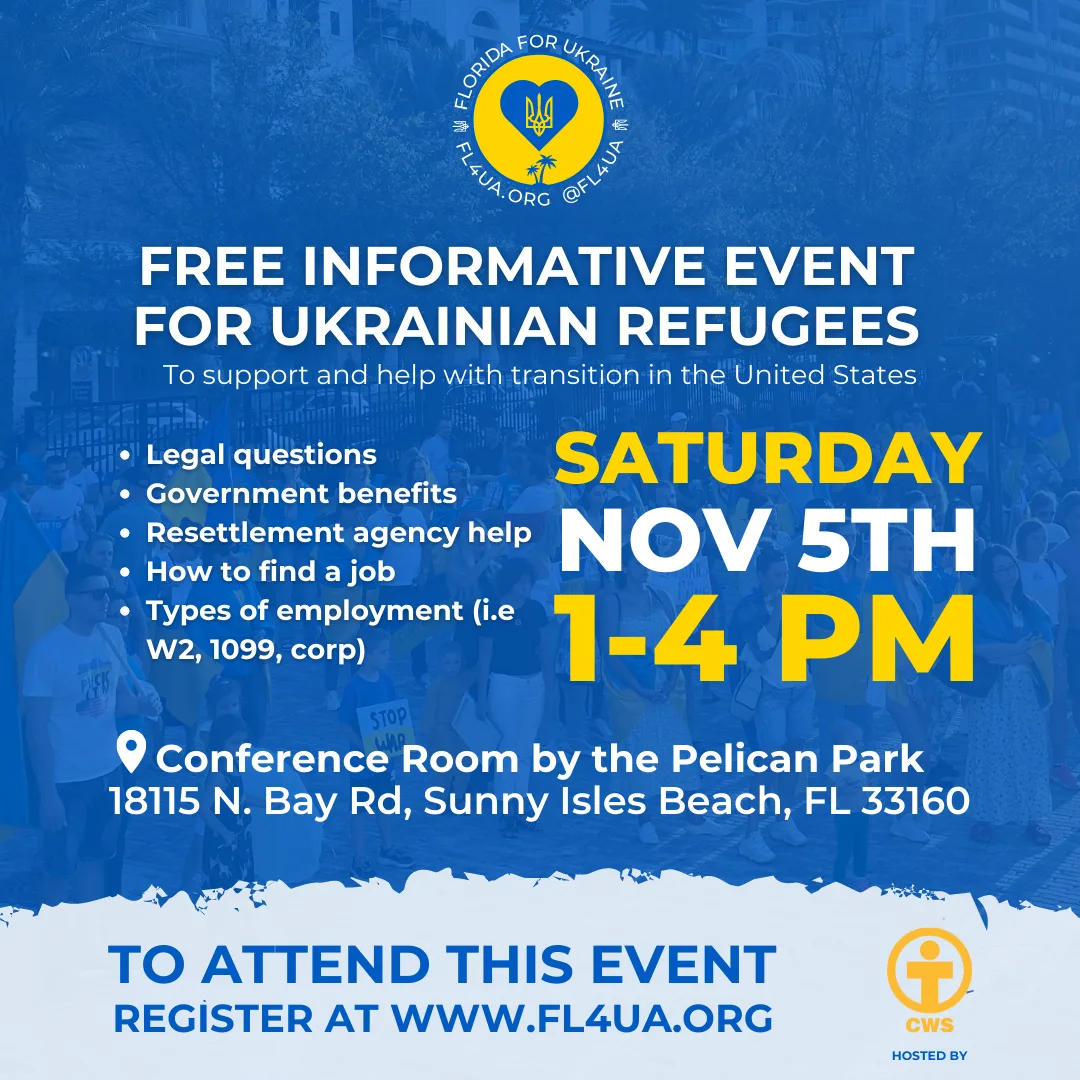 Free Informative Event for Ukrainian Refugees poster